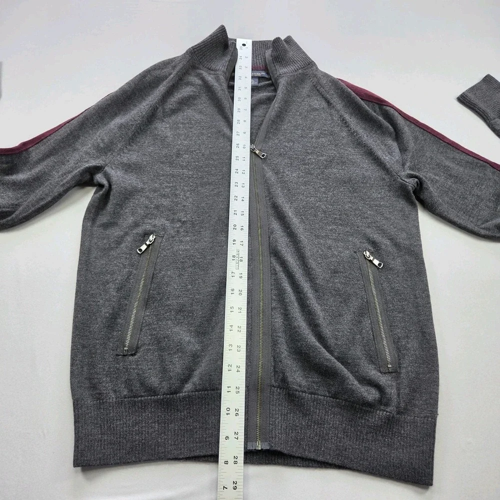Banana Republic Extra Fine Merino Wool Full Zip Sweater Gray Men's Medium